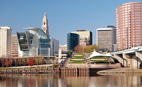 Hartford skyline on the Connecticut River